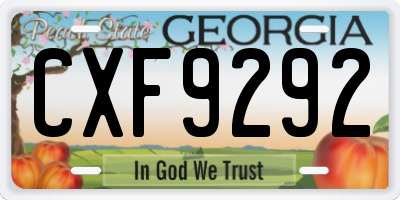 GA license plate CXF9292