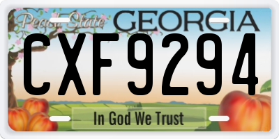 GA license plate CXF9294