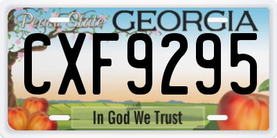 GA license plate CXF9295