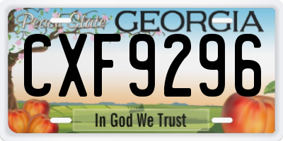 GA license plate CXF9296