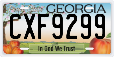 GA license plate CXF9299