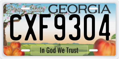 GA license plate CXF9304