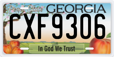 GA license plate CXF9306