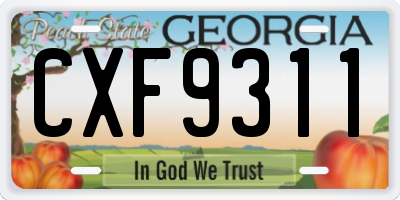 GA license plate CXF9311