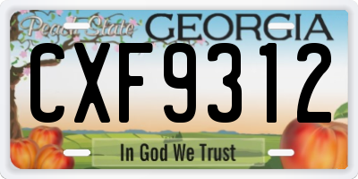GA license plate CXF9312