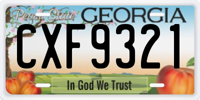 GA license plate CXF9321