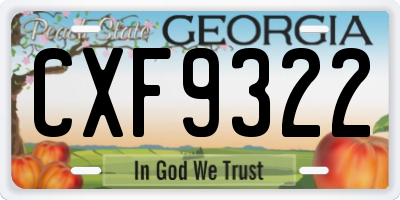 GA license plate CXF9322