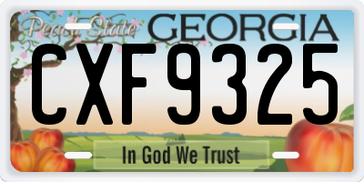 GA license plate CXF9325