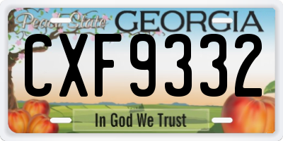 GA license plate CXF9332