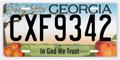 GA license plate CXF9342