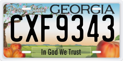 GA license plate CXF9343