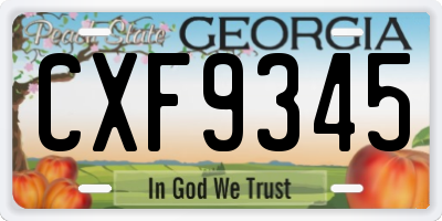 GA license plate CXF9345