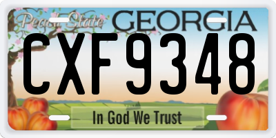 GA license plate CXF9348