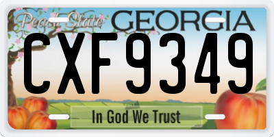 GA license plate CXF9349