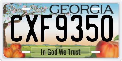 GA license plate CXF9350