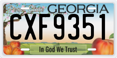 GA license plate CXF9351