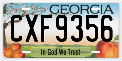 GA license plate CXF9356