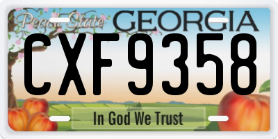 GA license plate CXF9358