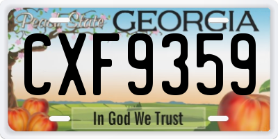 GA license plate CXF9359