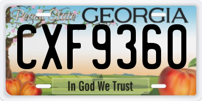 GA license plate CXF9360