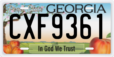 GA license plate CXF9361