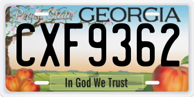 GA license plate CXF9362