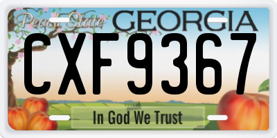 GA license plate CXF9367