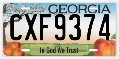 GA license plate CXF9374