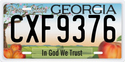 GA license plate CXF9376
