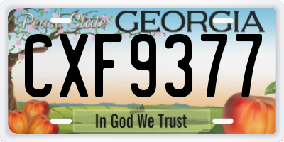 GA license plate CXF9377