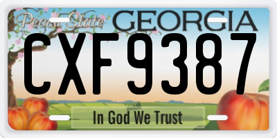GA license plate CXF9387