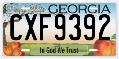 GA license plate CXF9392