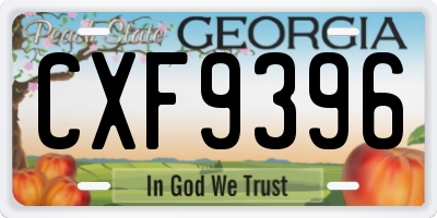 GA license plate CXF9396