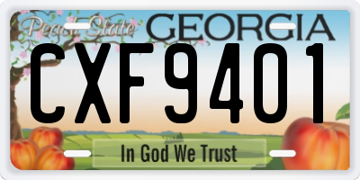 GA license plate CXF9401