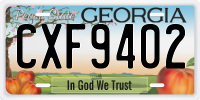 GA license plate CXF9402