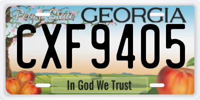 GA license plate CXF9405