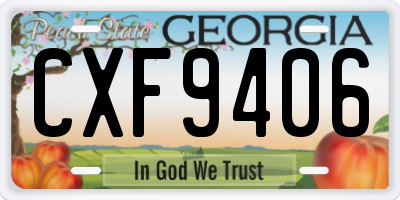 GA license plate CXF9406