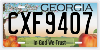 GA license plate CXF9407