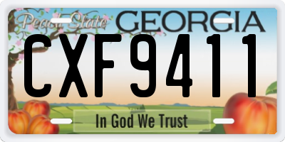 GA license plate CXF9411