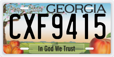 GA license plate CXF9415