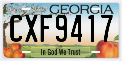 GA license plate CXF9417