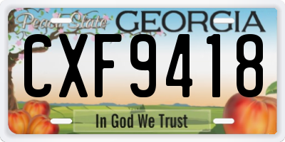 GA license plate CXF9418