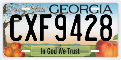 GA license plate CXF9428