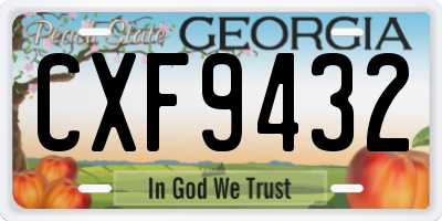 GA license plate CXF9432