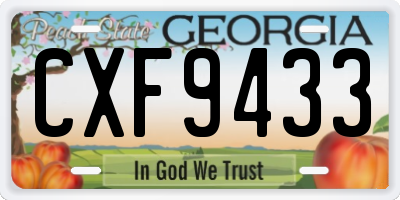 GA license plate CXF9433
