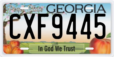 GA license plate CXF9445