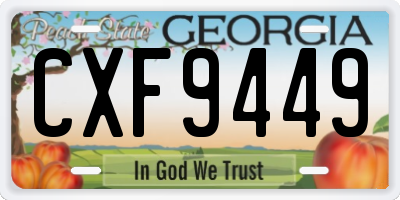 GA license plate CXF9449