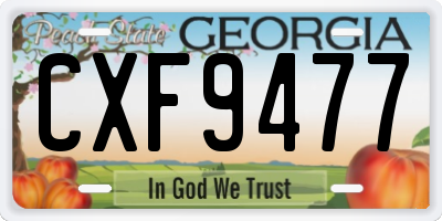 GA license plate CXF9477