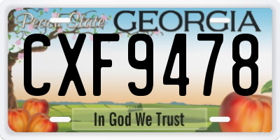 GA license plate CXF9478