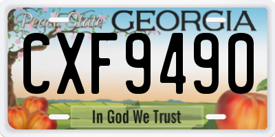 GA license plate CXF9490
